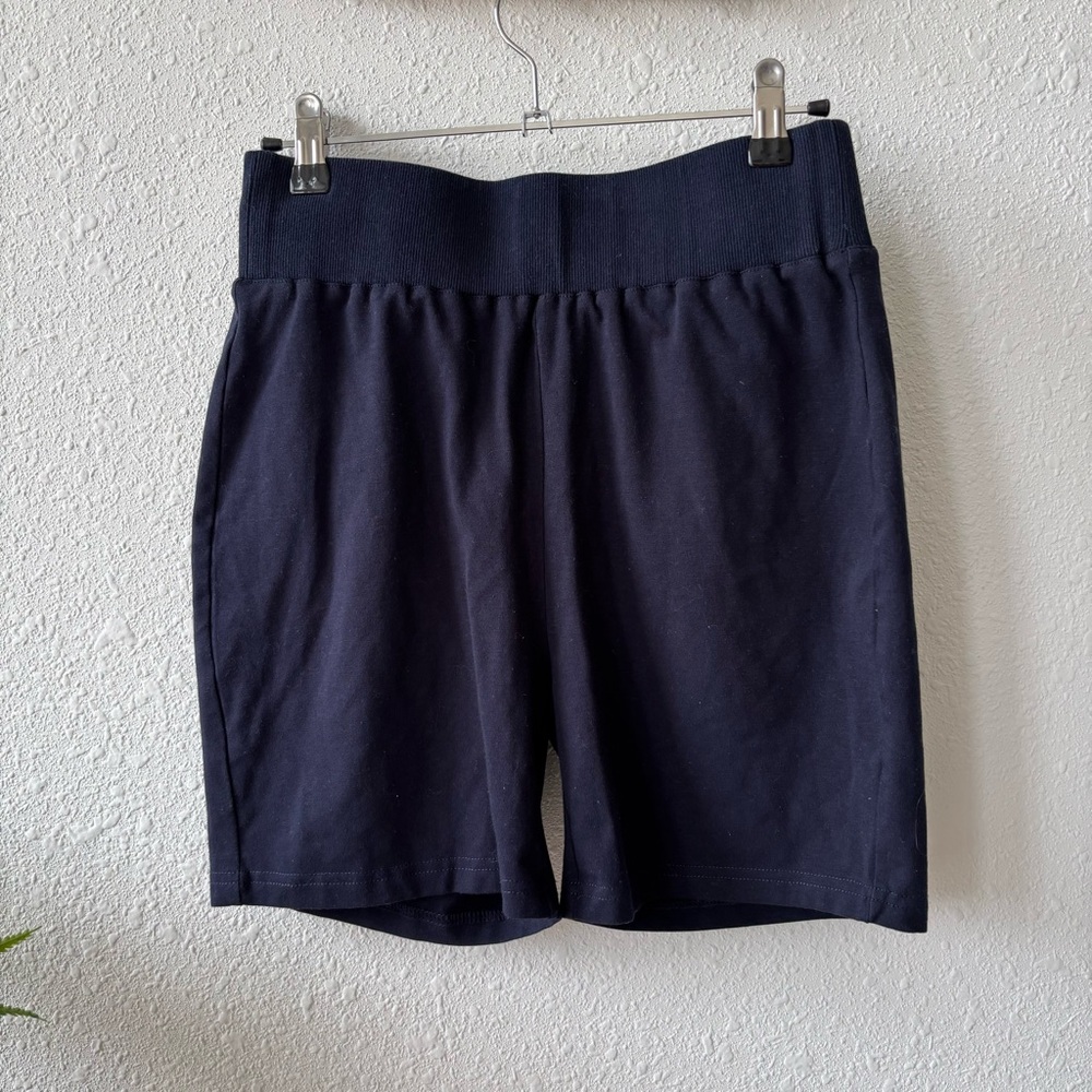 Anrabess - Highwaisted Pajama Shorts - Navy Blue - Size M